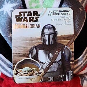 Star Wars Mandalorian Grogu Fuzzy Babba Slipper Socks – Cozy Red Plush Non-Slip